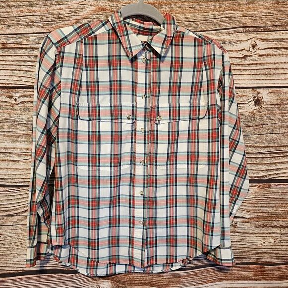 Joan Harper long sleeve shirt Women's small plaid Pre-owned - Picture 1 of 5
